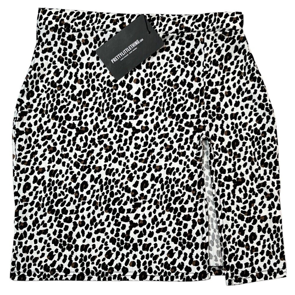 NWT PrettyLittleThing Shape Leopard Print Women’s Pull-On Mini Skirt Size 8